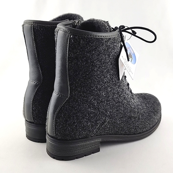Eric Michael Caterina Waterproof Lace Up Grey Wool Blend  Ankle Boots Sz 36 / 6 - Picture 8 of 14